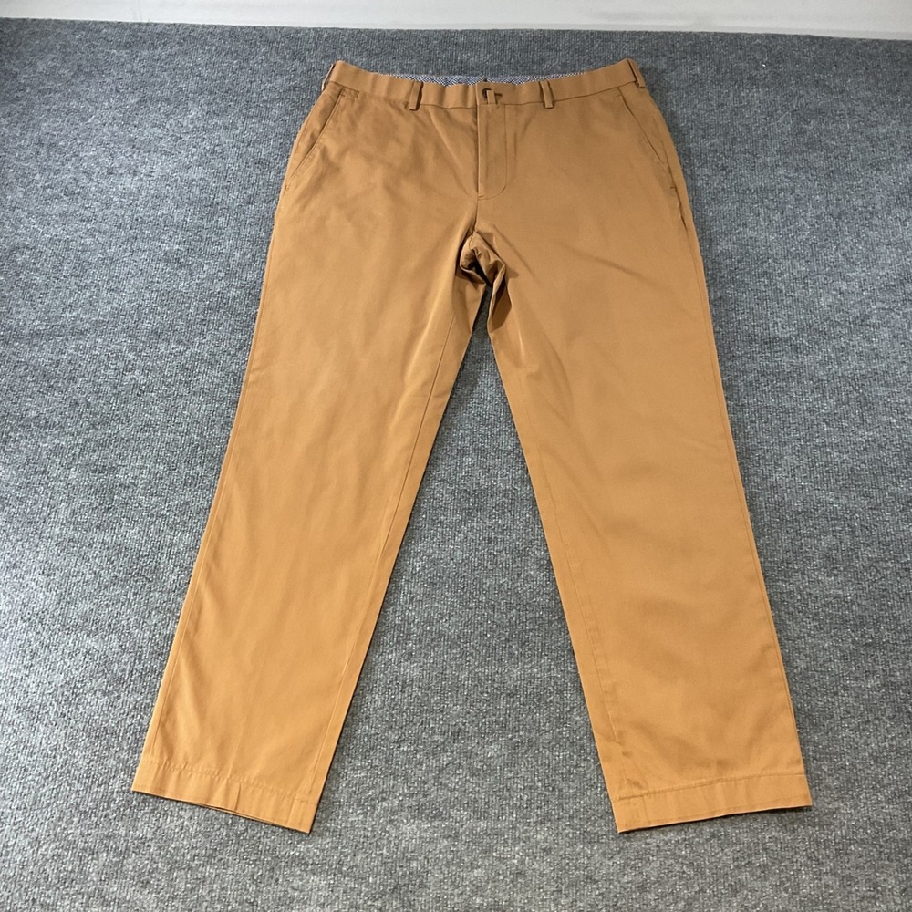 Brooks Brothers 1818 Milano Fit Trousers Mens 35x32 Camel Tan Chino Pants